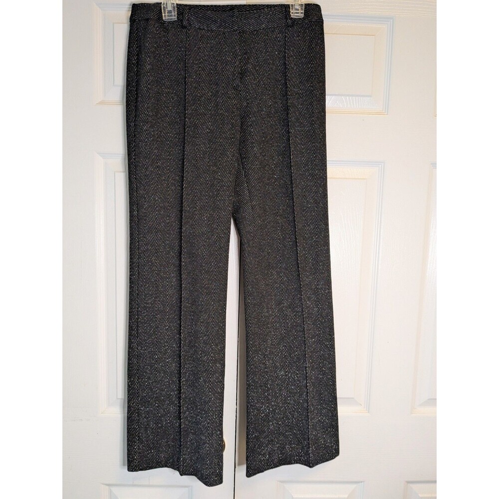 Express Metallic Chevron Zig Zag Dress Pants Womens 9/10 Black Career Party